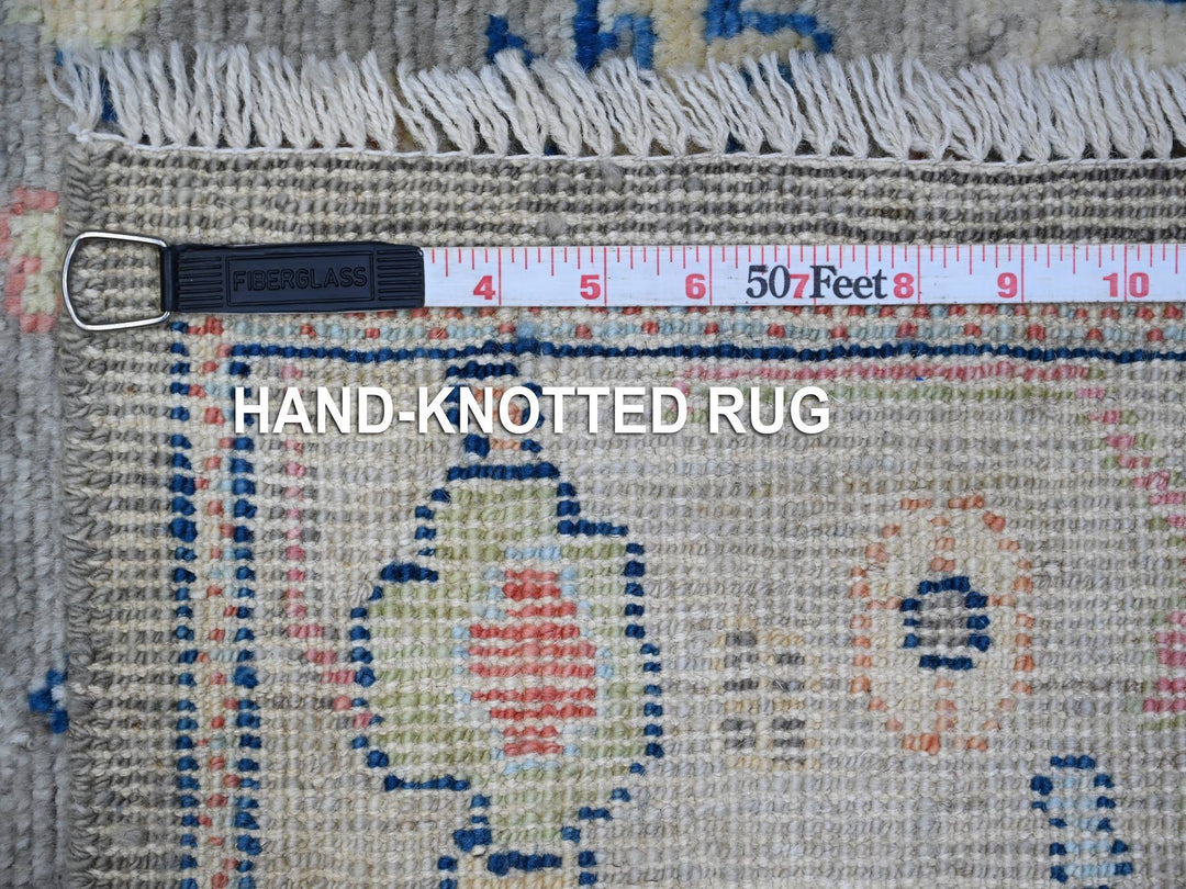 2'8" x 11'9" New Hand Knotted Grey Wool Runner Oriental Rug - MOA10289025