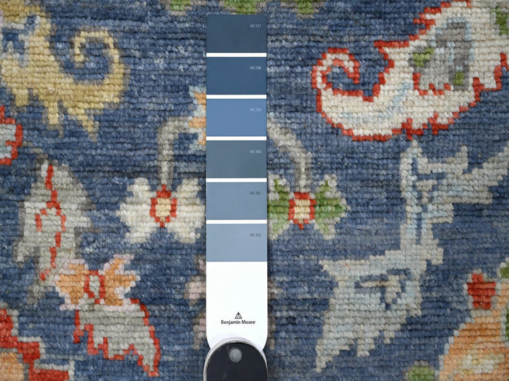 4'1" x 11'9" New Hand Knotted Blue Wool Runner Oriental Rug - MOA10289029