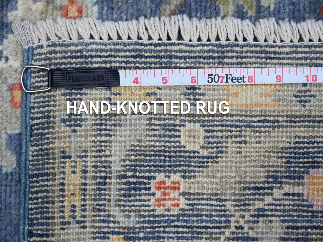 4'1" x 11'9" New Hand Knotted Blue Wool Runner Oriental Rug - MOA10289029