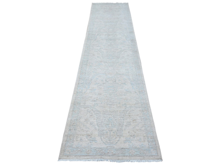 2'8" x 11'1" New Hand Knotted Ivory Wool Runner Oriental Rug - MOA10289031