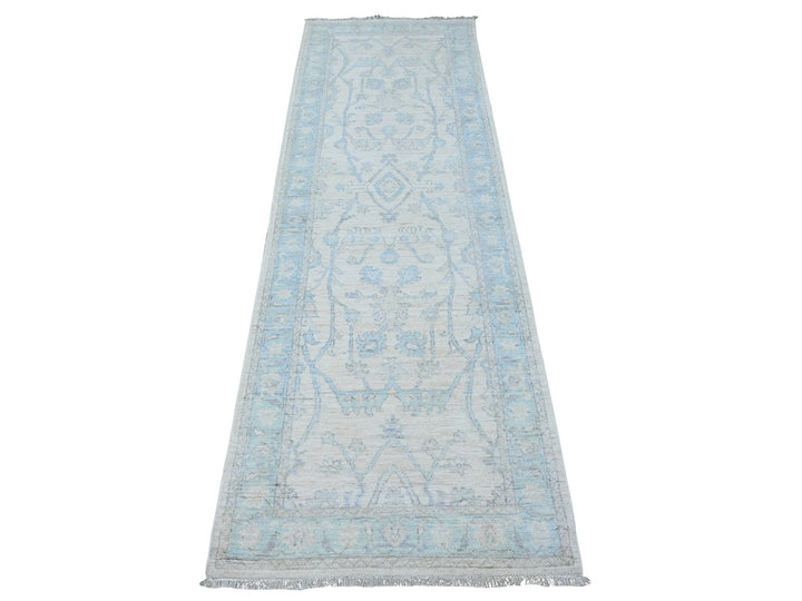 2'7" x 8'2" New Hand Knotted Ivory Wool Runner Oriental Rug - MOA10289032