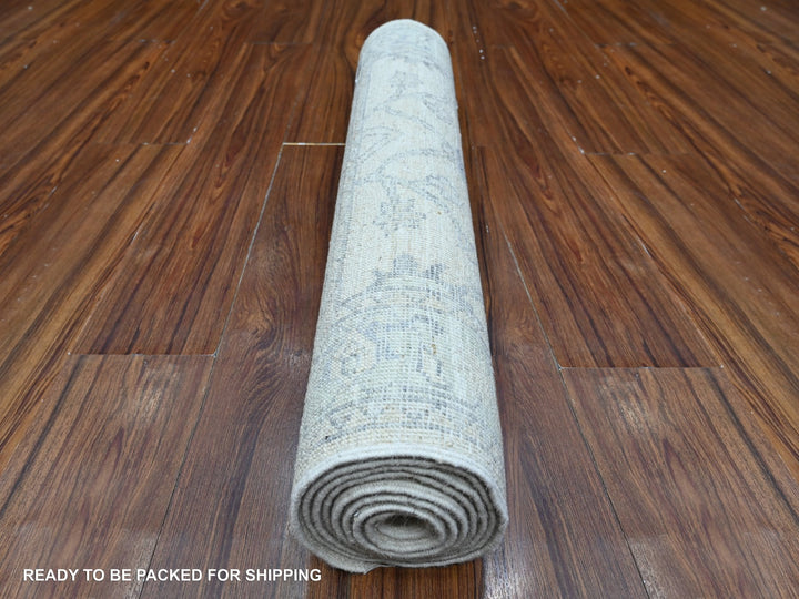2'7" x 8'2" New Hand Knotted Ivory Wool Runner Oriental Rug - MOA10289032