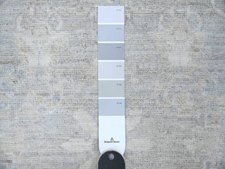 2'6" x 9'10" New Hand Knotted Grey Wool Runner Oriental Rug - MOA10289034