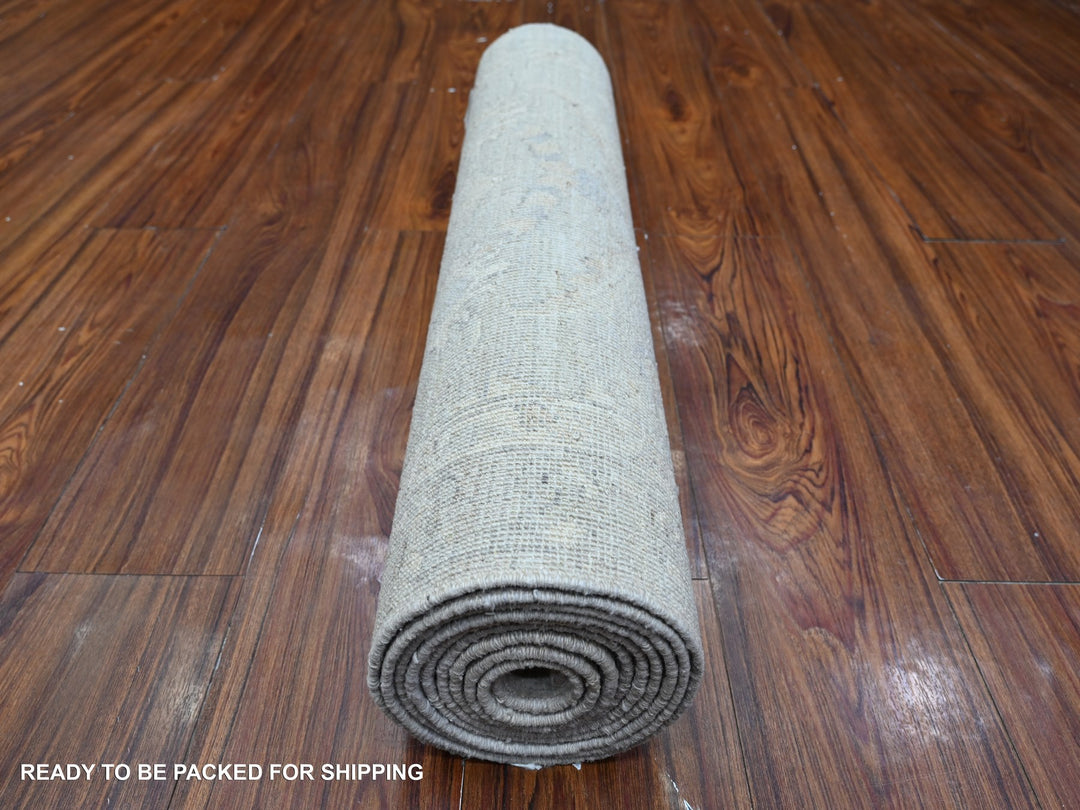2'6" x 9'10" New Hand Knotted Grey Wool Runner Oriental Rug - MOA10289034