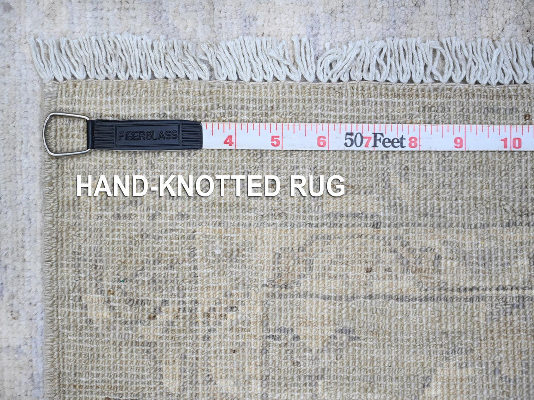 2'6" x 9'10" New Hand Knotted Grey Wool Runner Oriental Rug - MOA10289034
