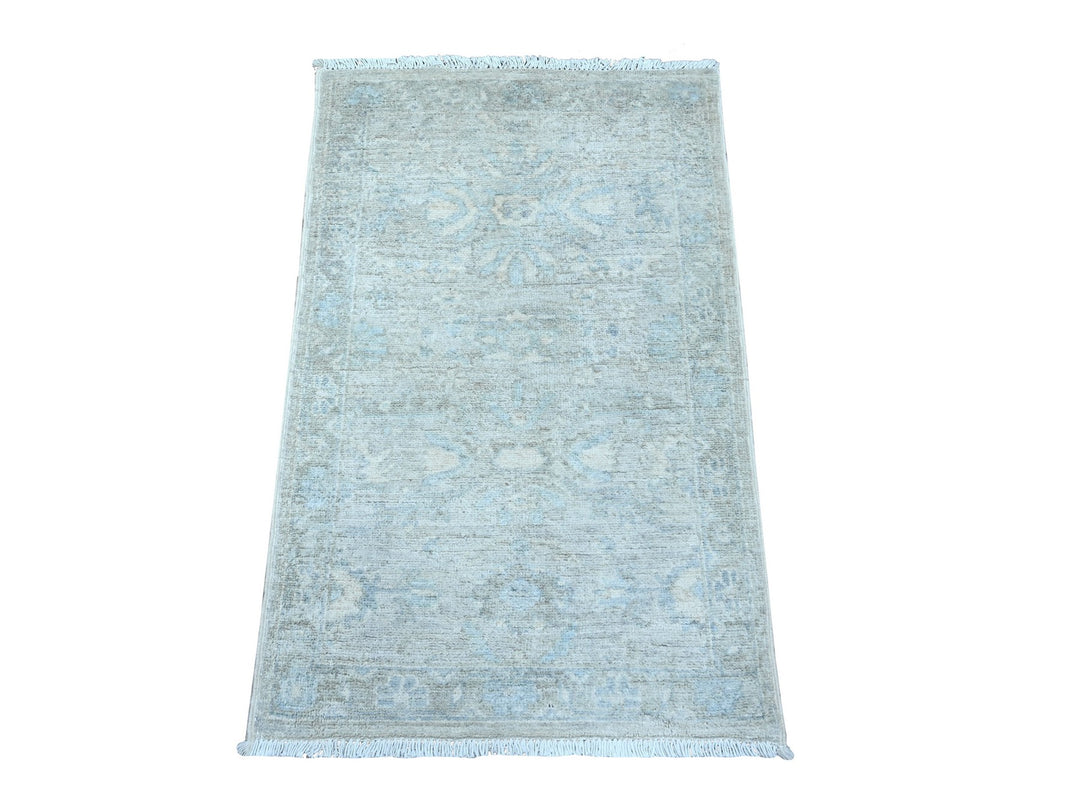 1'9" x 3'0" New Hand Knotted Grey Wool Rectangle Oriental Rug - MOA10289037