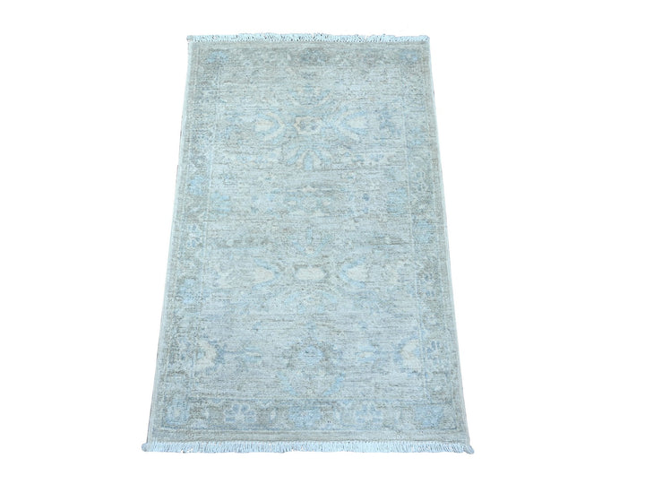 1'9" x 3'0" New Hand Knotted Grey Wool Rectangle Oriental Rug - MOA10289037
