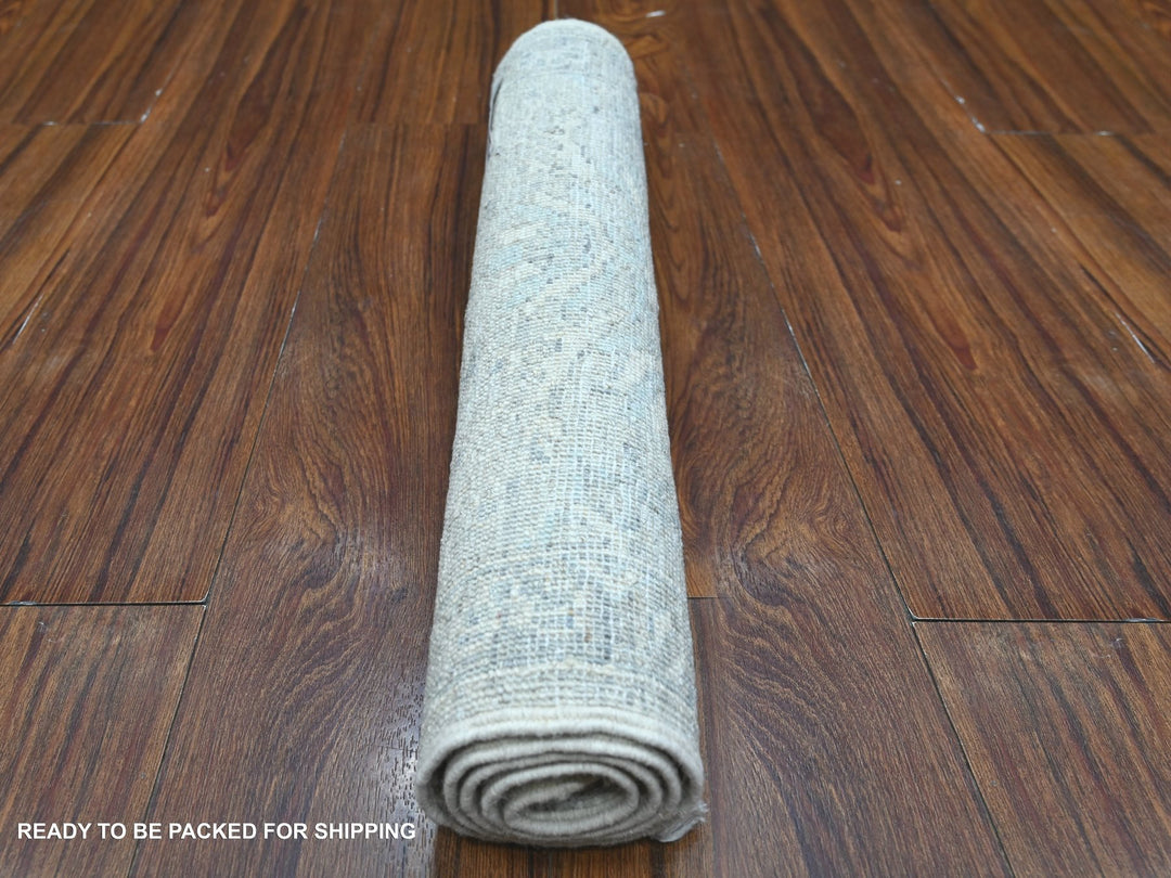1'9" x 3'0" New Hand Knotted Grey Wool Rectangle Oriental Rug - MOA10289037