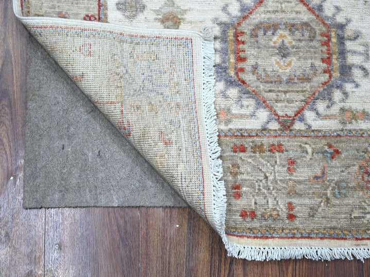 2'11" x 5'1" New Hand Knotted Ivory Wool Rectangle Oriental Rug - MOA10289039