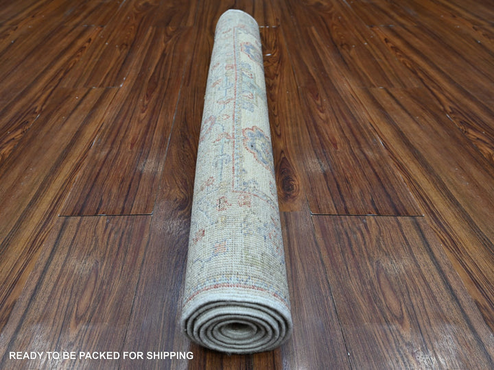 2'11" x 5'1" New Hand Knotted Ivory Wool Rectangle Oriental Rug - MOA10289039