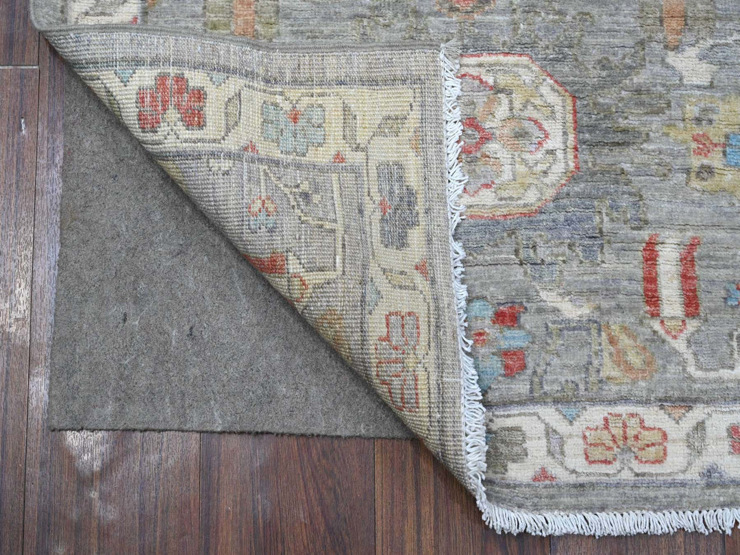 2'6" x 9'9" New Hand Knotted Grey Wool Runner Oriental Rug - MOA10289041