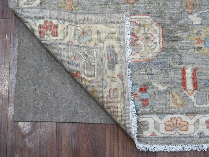 2'6" x 9'9" New Hand Knotted Grey Wool Runner Oriental Rug - MOA10289041