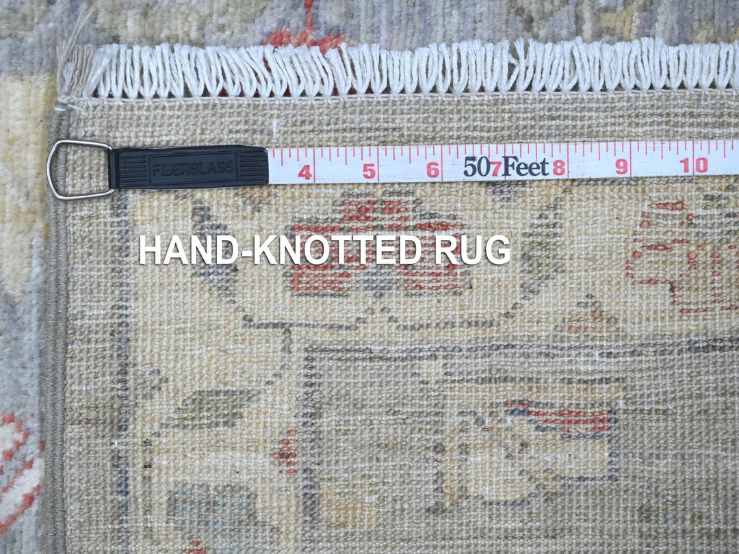 2'6" x 9'9" New Hand Knotted Grey Wool Runner Oriental Rug - MOA10289041