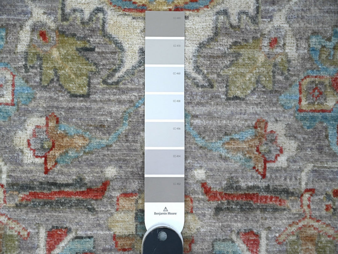2'6" x 7'10" New Hand Knotted Grey Wool Runner Oriental Rug - MOA10289043