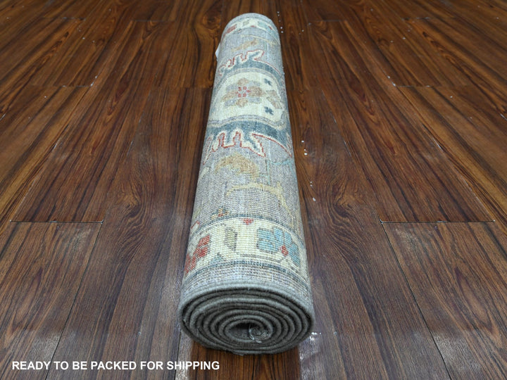 2'6" x 7'10" New Hand Knotted Grey Wool Runner Oriental Rug - MOA10289043