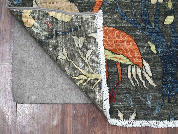2'7" x 9'9" New Hand Knotted Grey Wool Runner Oriental Rug - MOA10289046