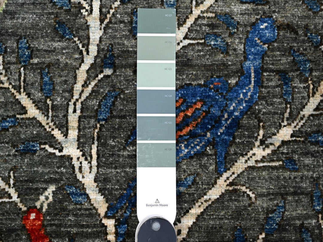 2'7" x 9'9" New Hand Knotted Grey Wool Runner Oriental Rug - MOA10289046