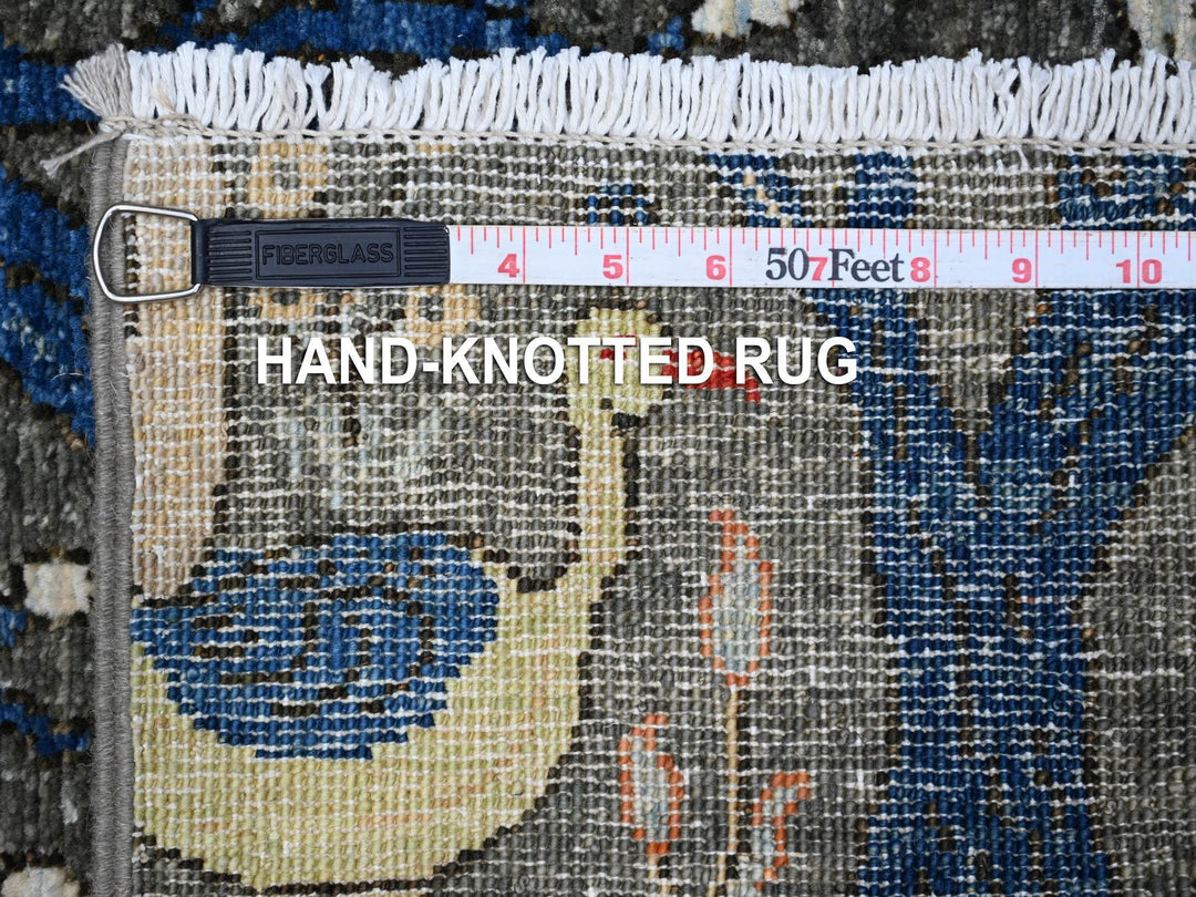 2'7" x 9'9" New Hand Knotted Grey Wool Runner Oriental Rug - MOA10289046
