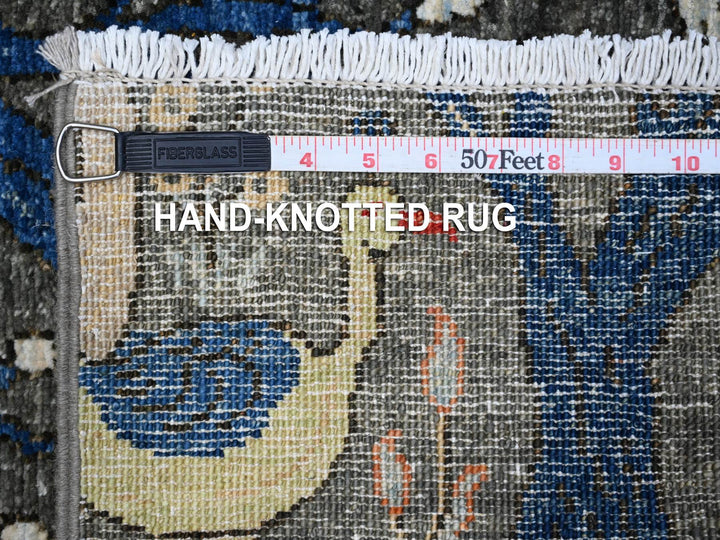 2'7" x 9'9" New Hand Knotted Grey Wool Runner Oriental Rug - MOA10289046