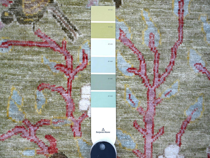 2'9" x 5'11" New Hand Knotted Green Wool Runner Oriental Rug - MOA10289048