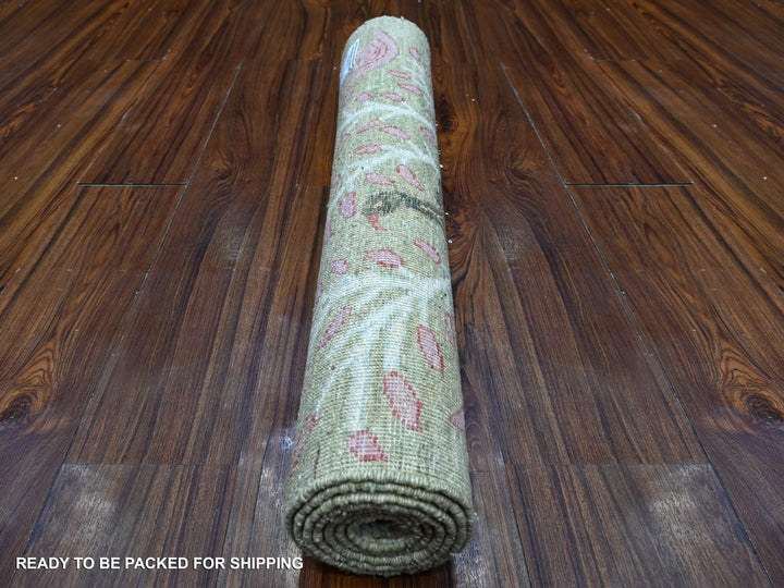 2'9" x 5'11" New Hand Knotted Green Wool Runner Oriental Rug - MOA10289048