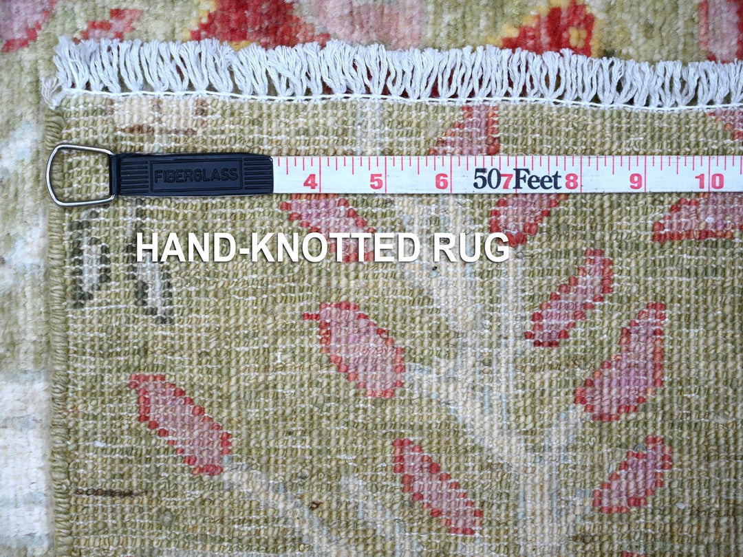 2'9" x 5'11" New Hand Knotted Green Wool Runner Oriental Rug - MOA10289048