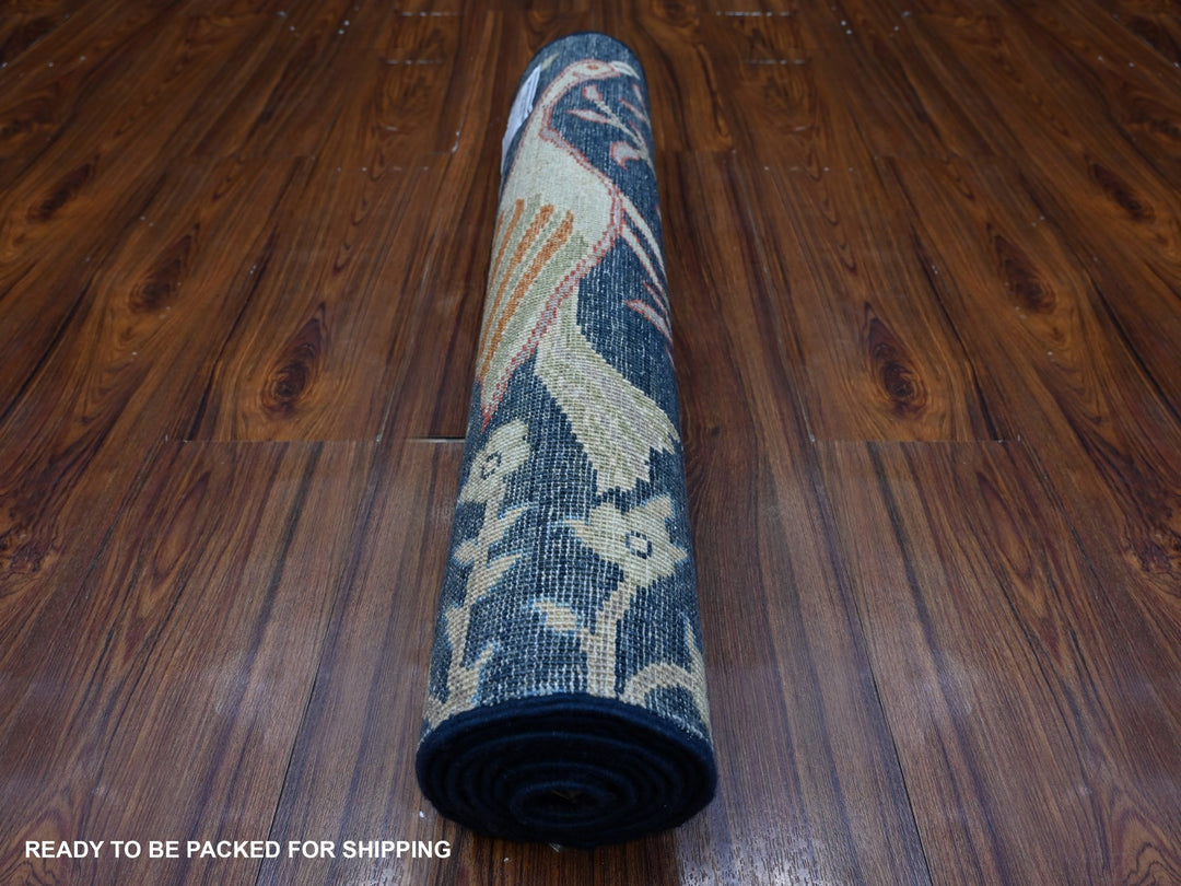 2'4" x 5'10" New Hand Knotted Blue Wool Runner Oriental Rug - MOA10289051