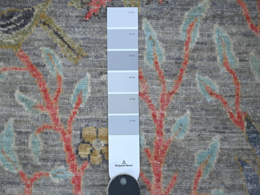 2'8" x 7'9" New Hand Knotted Grey Wool Runner Oriental Rug - MOA10289052