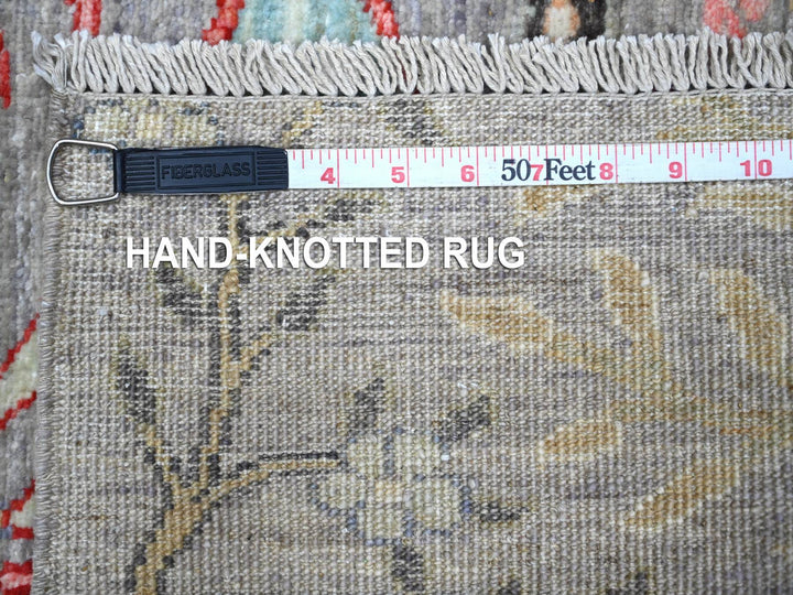 2'8" x 7'9" New Hand Knotted Grey Wool Runner Oriental Rug - MOA10289052