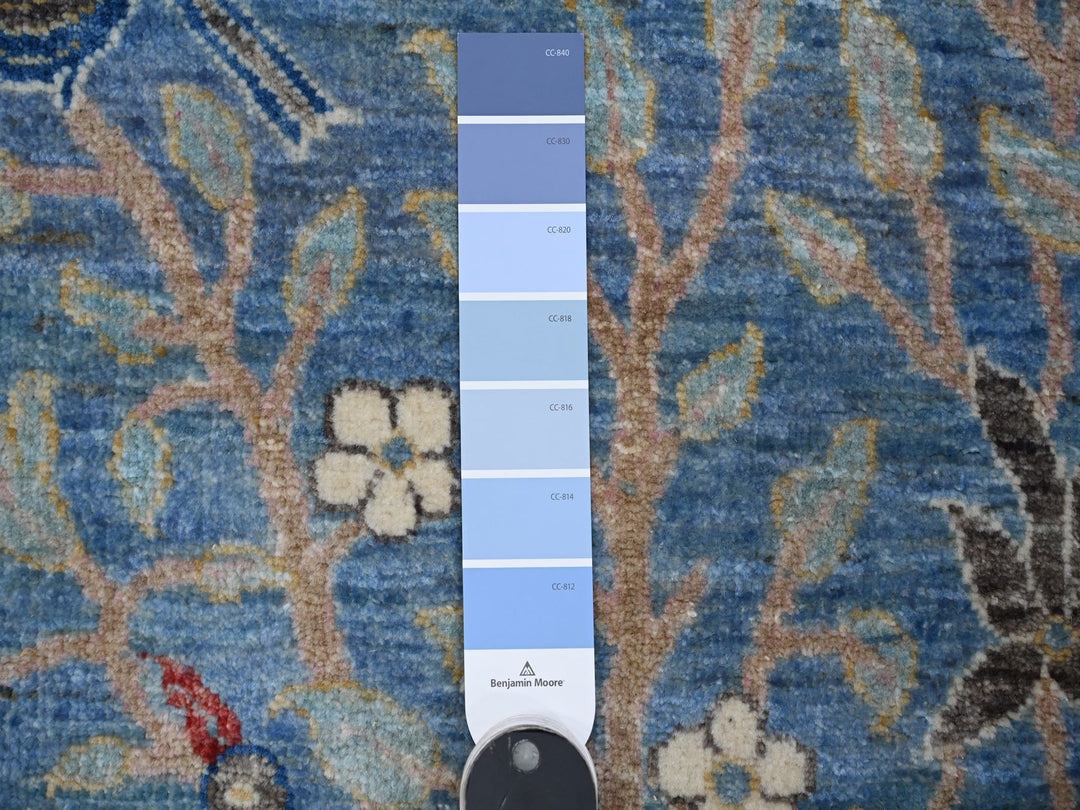 2'6" x 9'9" New Hand Knotted Blue Wool Runner Oriental Rug - MOA10289067