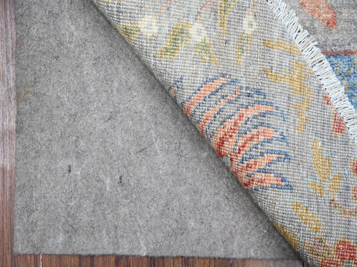 5'1" x 5'1" New Hand Knotted Grey Wool Round Oriental Rug - MOA10289075