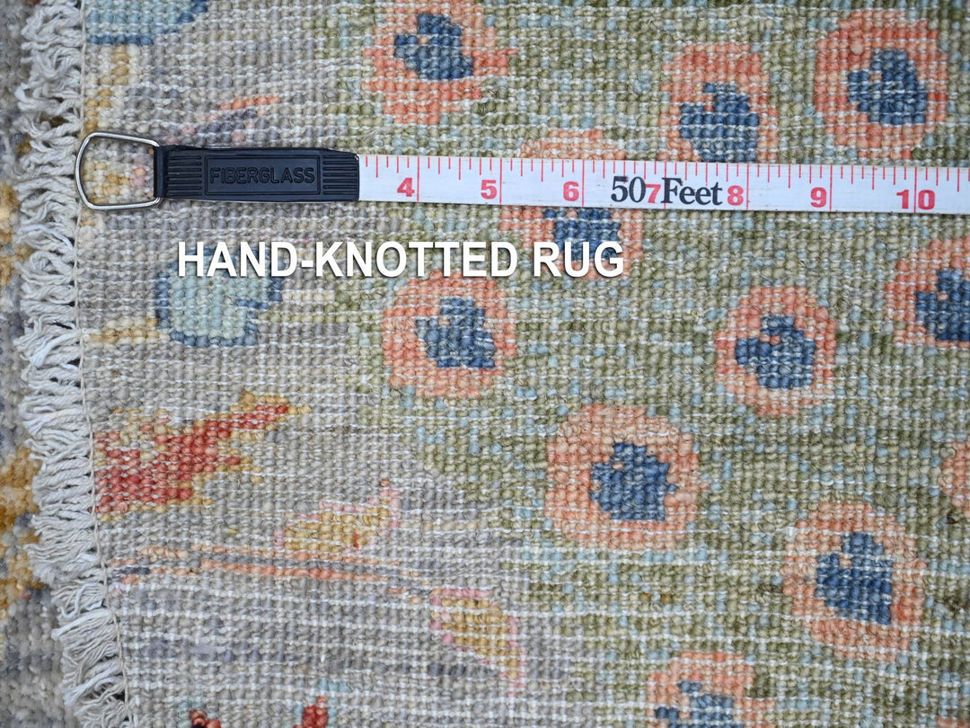 5'1" x 5'1" New Hand Knotted Grey Wool Round Oriental Rug - MOA10289075