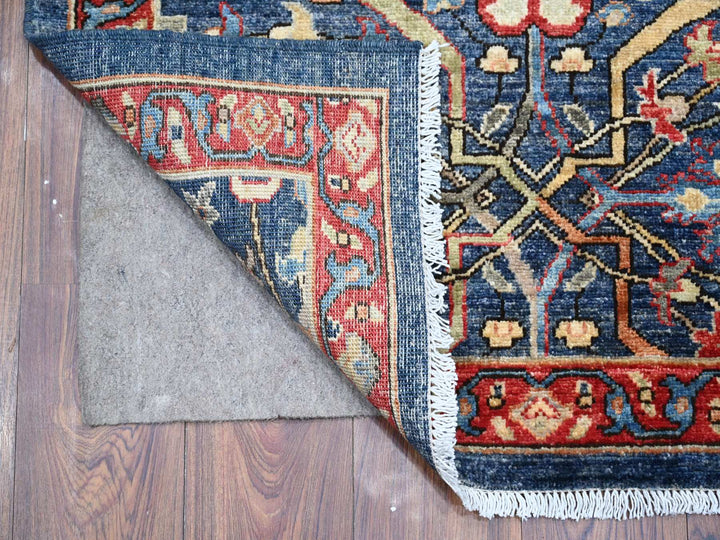 3'2" x 19'5" New Hand Knotted Blue Wool Runner Oriental Rug - MOA10289077