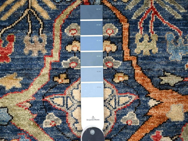 3'2" x 19'5" New Hand Knotted Blue Wool Runner Oriental Rug - MOA10289077