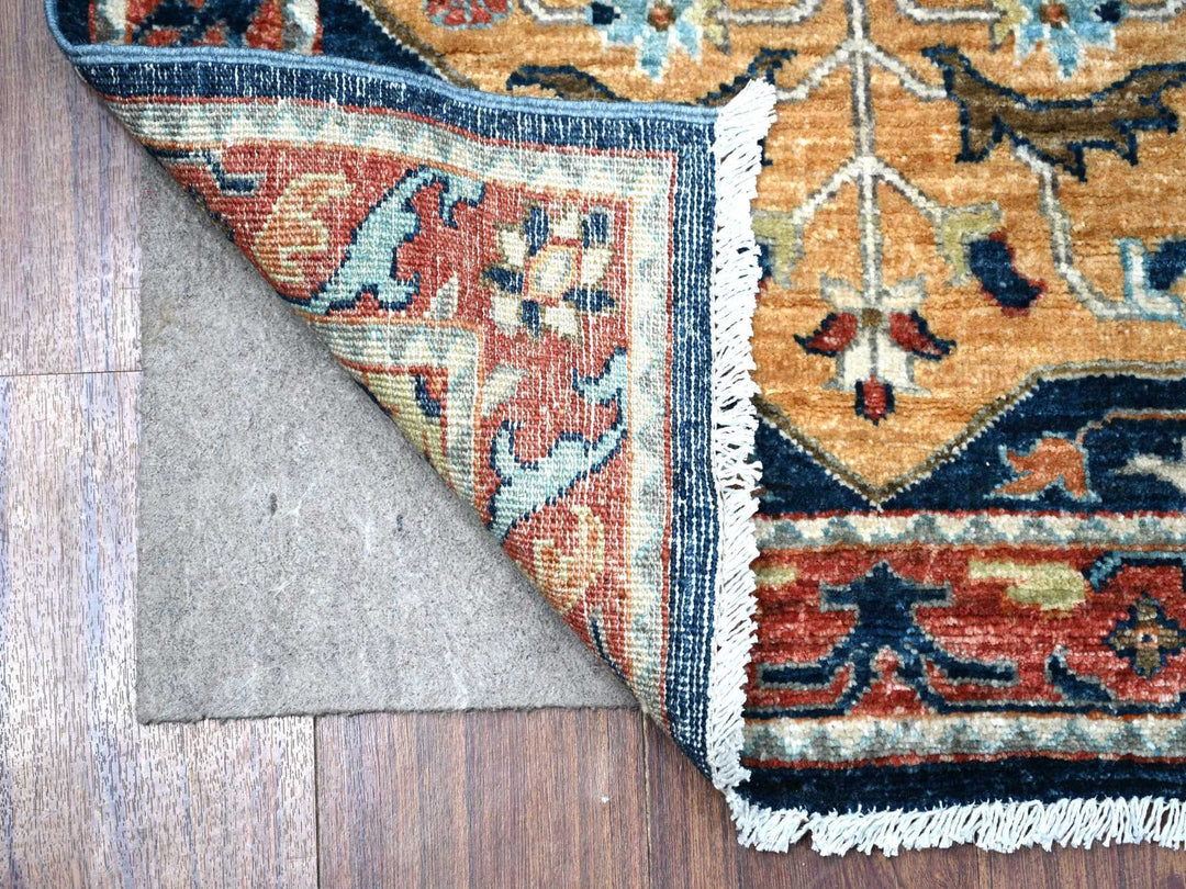 2'6" x 5'11" New Hand Knotted Blue Wool Runner Oriental Rug - MOA10289078
