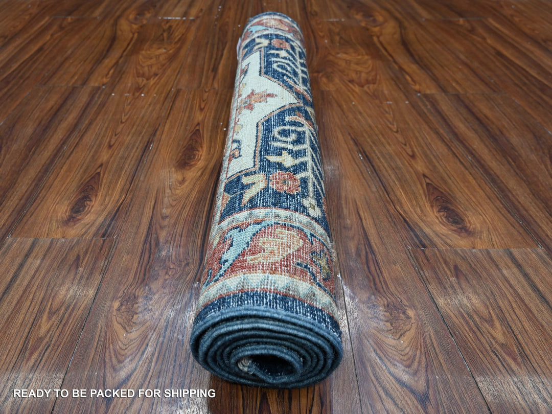 2'6" x 5'11" New Hand Knotted Blue Wool Runner Oriental Rug - MOA10289078