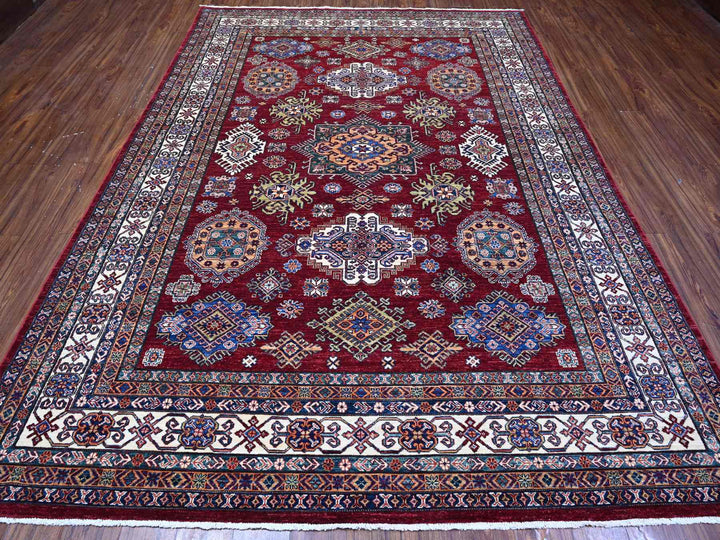 7'10" x 10'8" New Hand Knotted Red Wool Rectangle Oriental Rug - MOA10289088