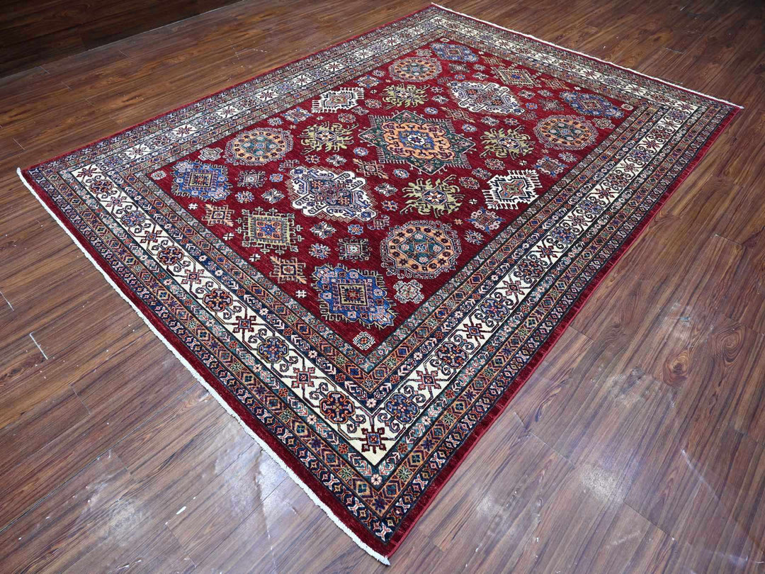 7'10" x 10'8" New Hand Knotted Red Wool Rectangle Oriental Rug - MOA10289088