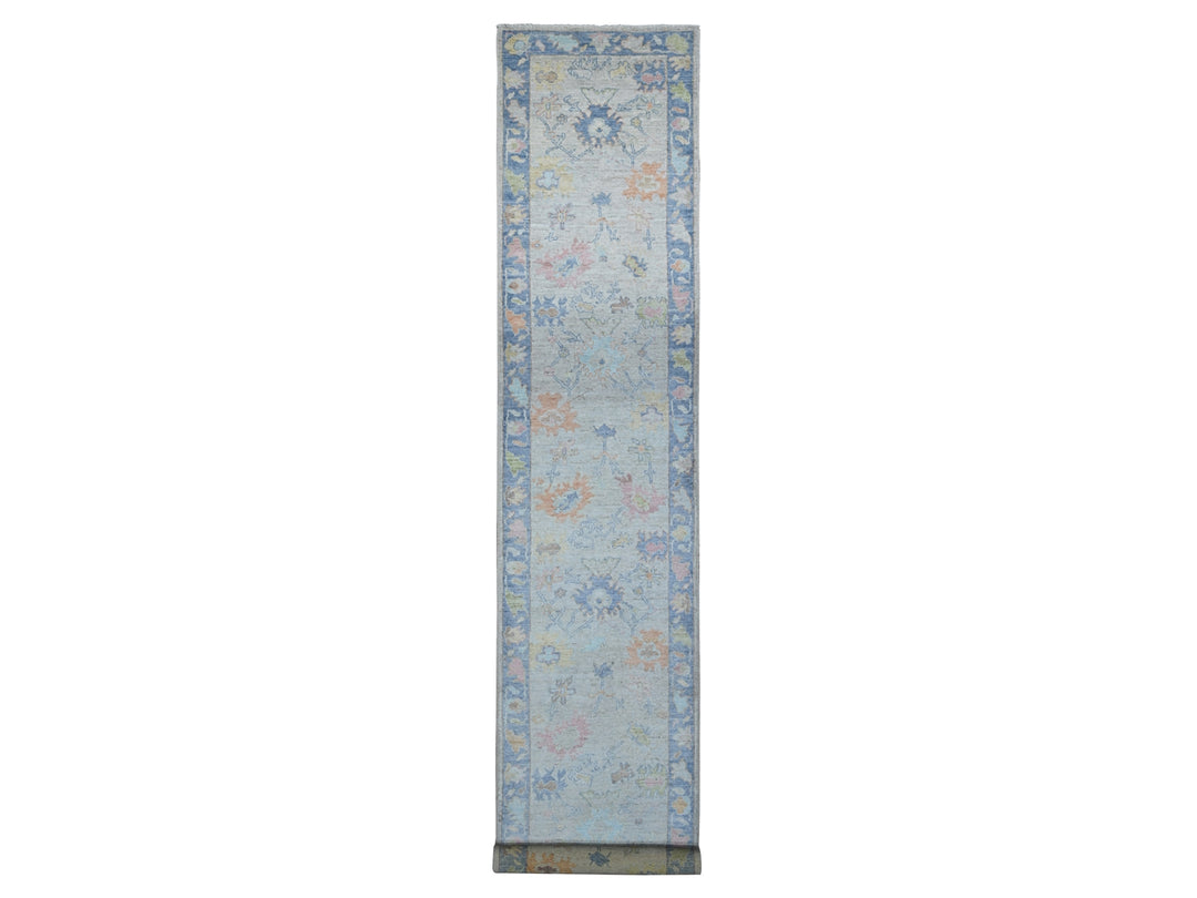 2'10" x 15'10" New Hand Knotted Grey Wool Runner Oriental Rug - MOA10289097