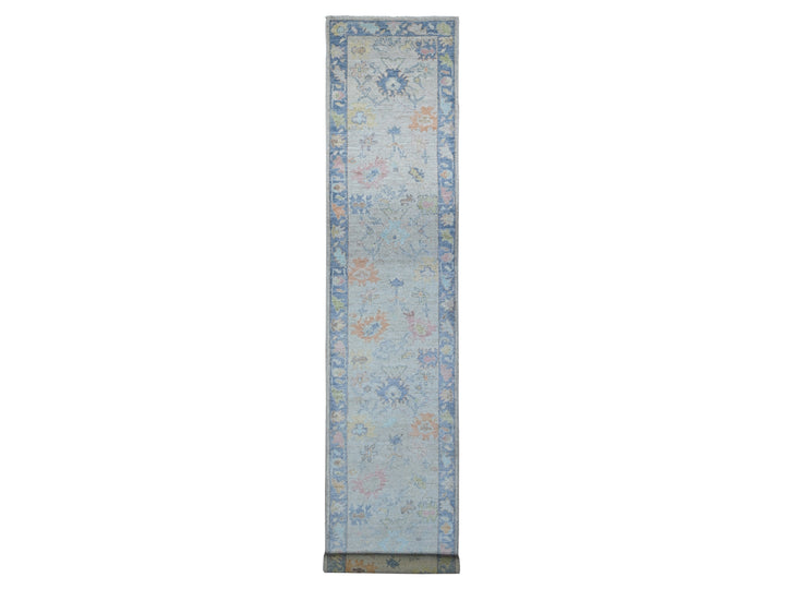 2'10" x 15'10" New Hand Knotted Grey Wool Runner Oriental Rug - MOA10289097