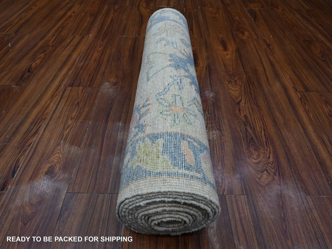 2'10" x 15'10" New Hand Knotted Grey Wool Runner Oriental Rug - MOA10289097