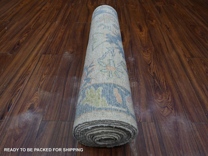 2'10" x 15'10" New Hand Knotted Grey Wool Runner Oriental Rug - MOA10289097