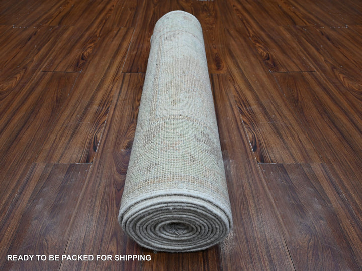 2'9" x 15'4" New Hand Knotted Grey Wool Runner Oriental Rug - MOA10289101