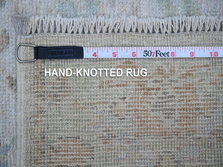 2'9" x 15'4" New Hand Knotted Grey Wool Runner Oriental Rug - MOA10289101
