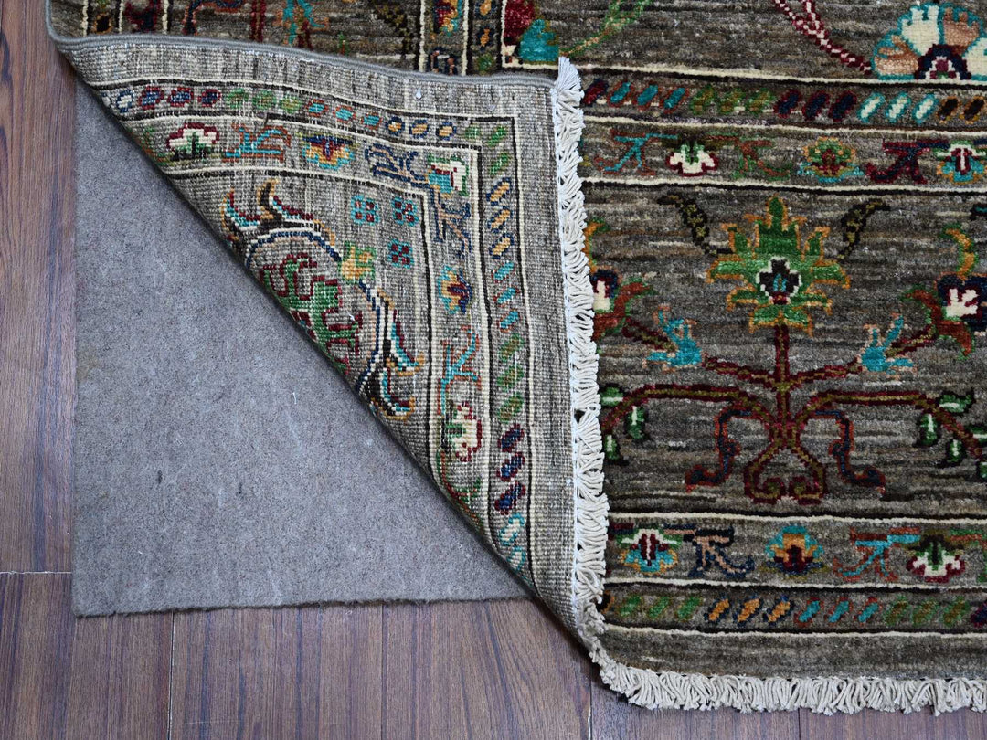 8'1" x 11'2" New Hand Knotted Grey Wool Rectangle Oriental Rug - MOA10289109