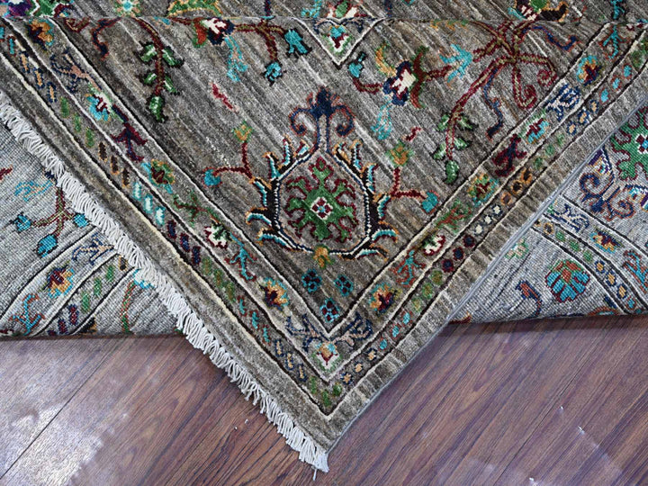 8'1" x 11'2" New Hand Knotted Grey Wool Rectangle Oriental Rug - MOA10289109