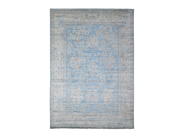 6'2" x 8'10" New Hand Knotted Blue Wool Rectangle Oriental Rug - MOA10289120
