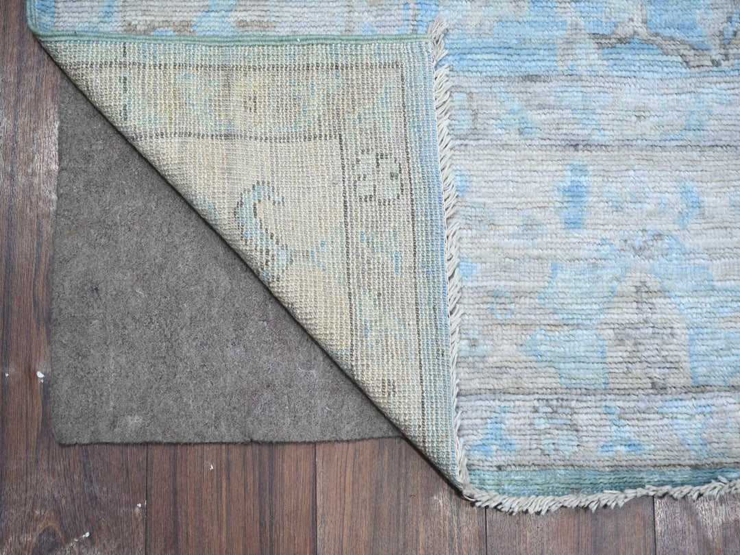 6'2" x 8'10" New Hand Knotted Blue Wool Rectangle Oriental Rug - MOA10289120