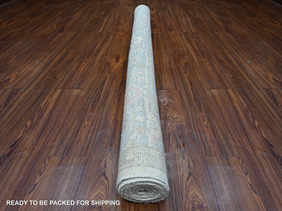 6'3" x 9'0" New Hand Knotted Grey Wool Rectangle Oriental Rug - MOA10289121