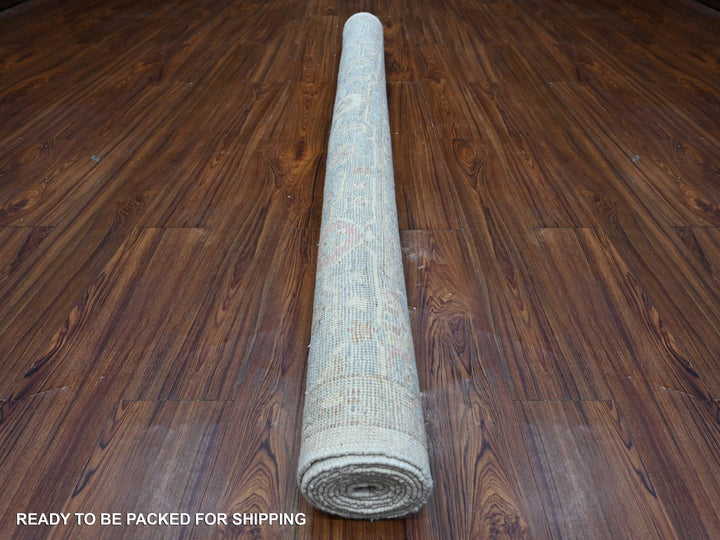 6'3" x 9'0" New Hand Knotted Grey Wool Rectangle Oriental Rug - MOA10289121